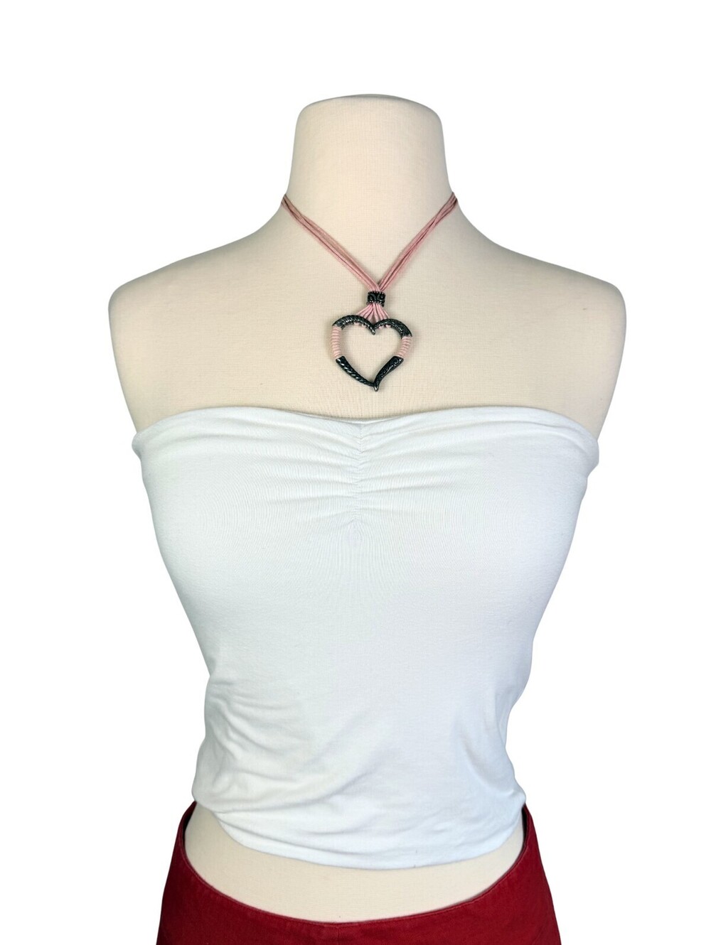 Topshop White Ruched Bandeau Tube Top Size US 4 Y2K Basic
